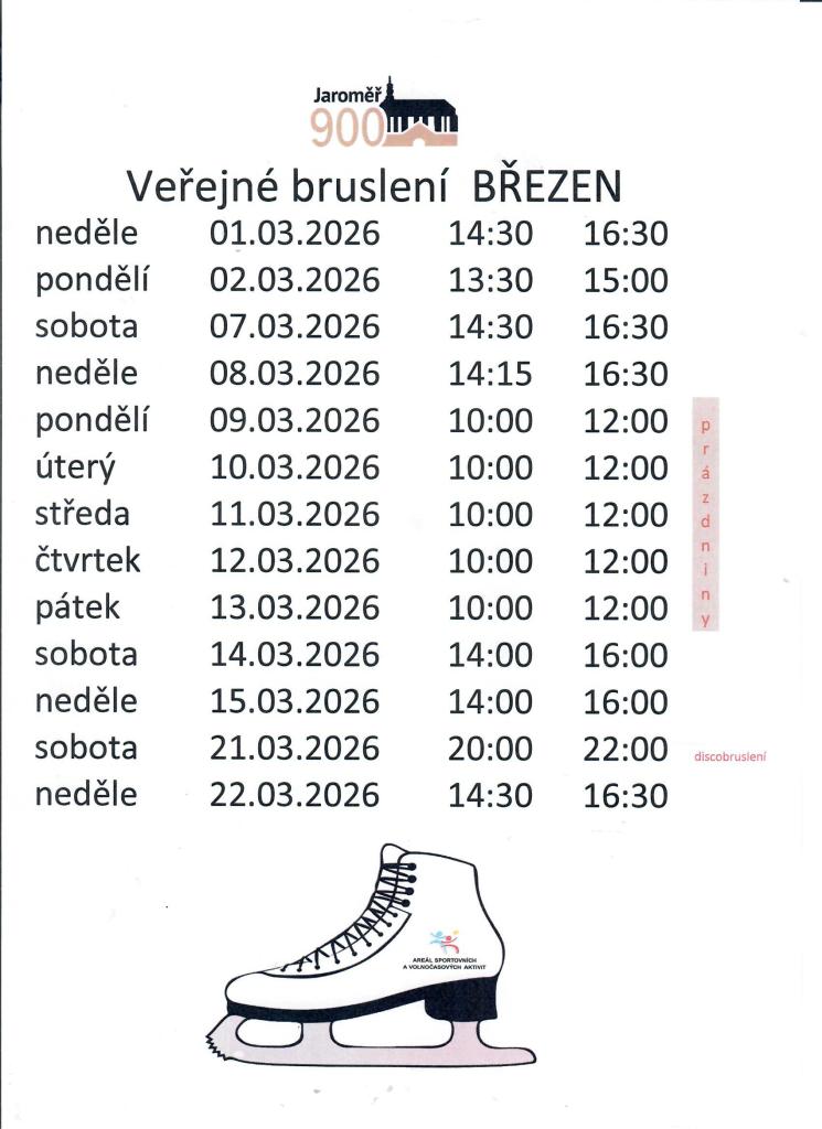 Veřejné bruslení BŘEZEN