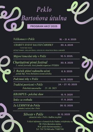Peklo Bartoňova útulna: Program charitativních a kulturních akcí v roce 2025